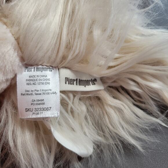 Pier 1 Imports White Llama Plush 12" with Red Hat & Scarf Holiday Decor - Picture 9 of 15